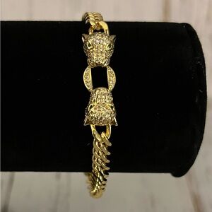 NWOT B.B. Lila Double Jaguar Bracelet With Rhinestones